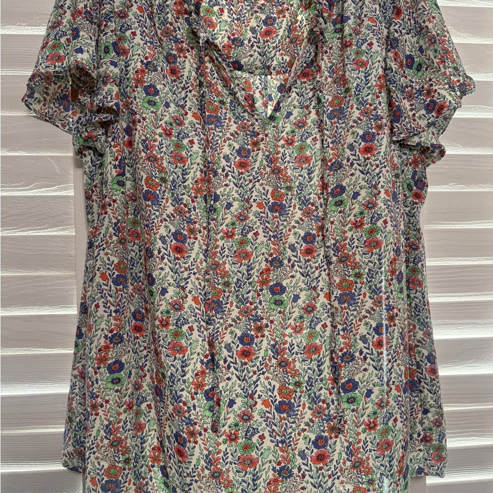 Rose & Olive Pink and Green Flutter Sleeve Blouse